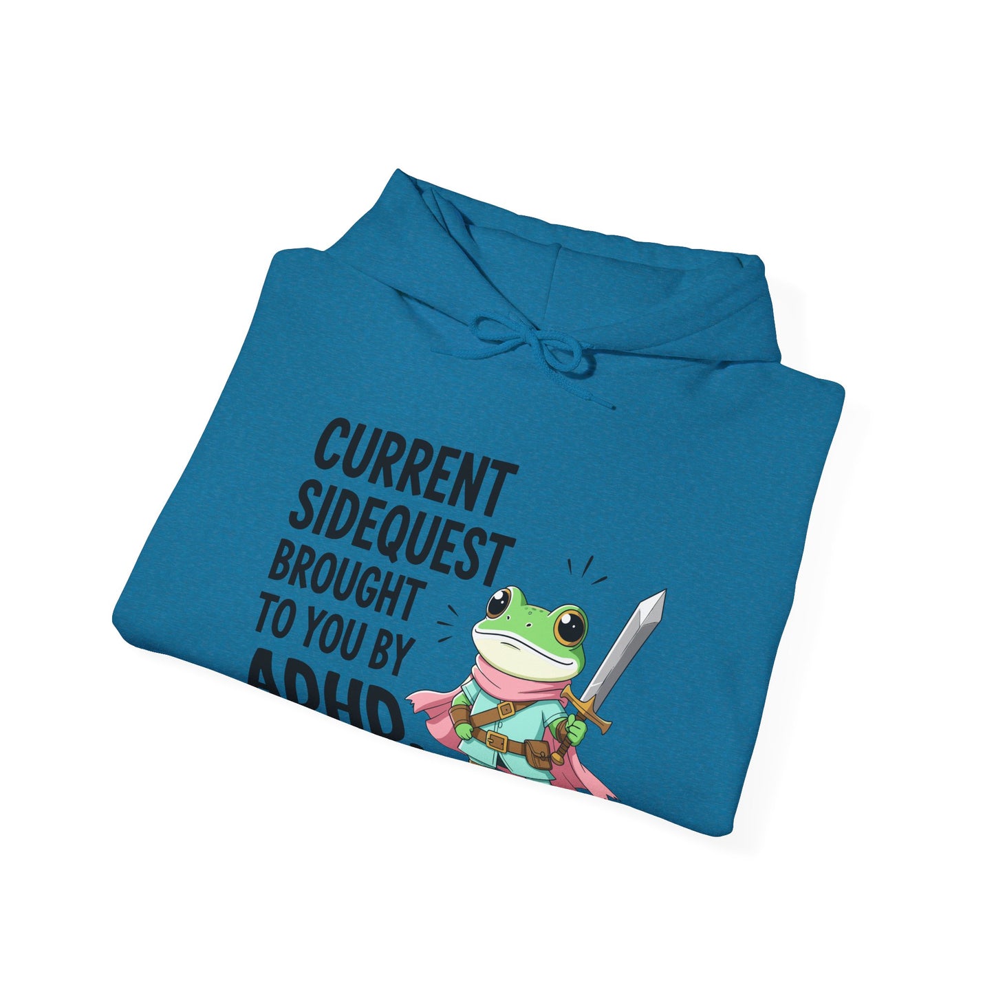 ADHD Sidequest Hoodie — Cute Frog Knight Graphic Sweatshirt