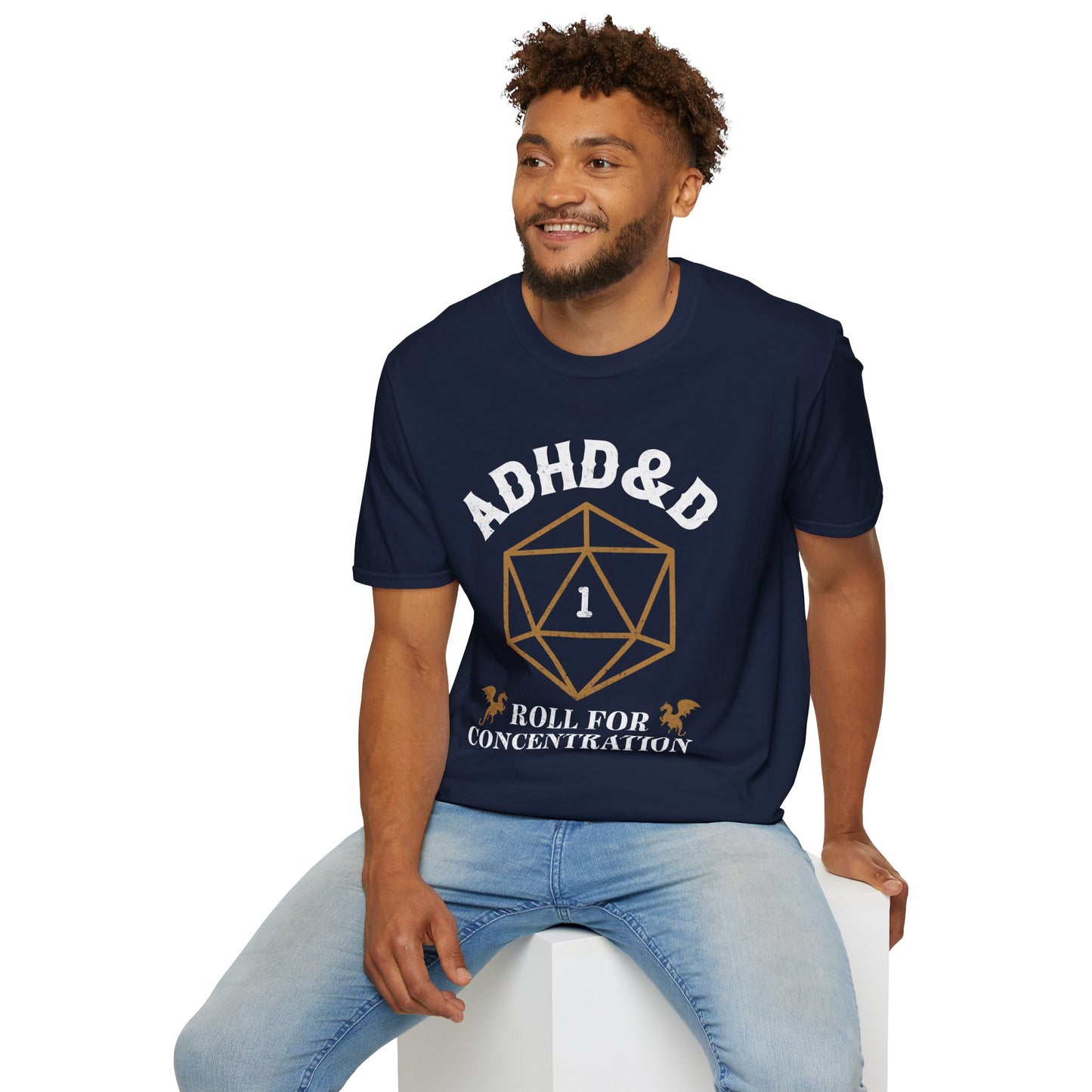 ADHD&D "Roll for Concentration" T-Shirt – Funny Gamer ADHD Awareness Tee
