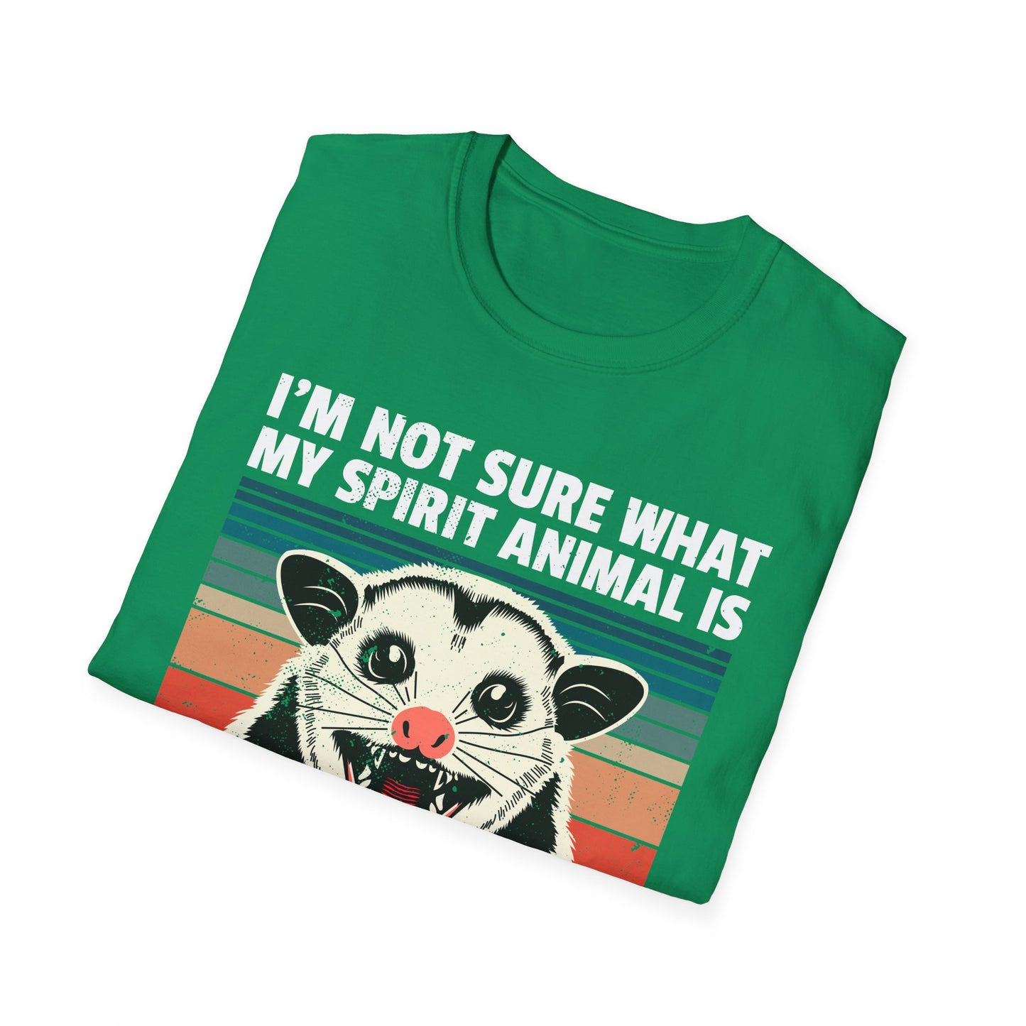 Funny Possum T-Shirt — "I’m Not Sure What My Spirit Animal Is But I’m Confident It Has Rabies" Retro Design