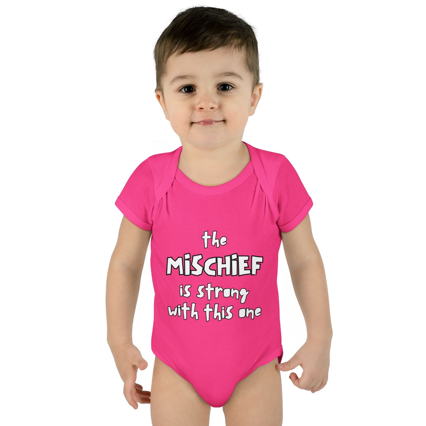 "The Mischief Is Strong With This One" – Funny Baby Bodysuit