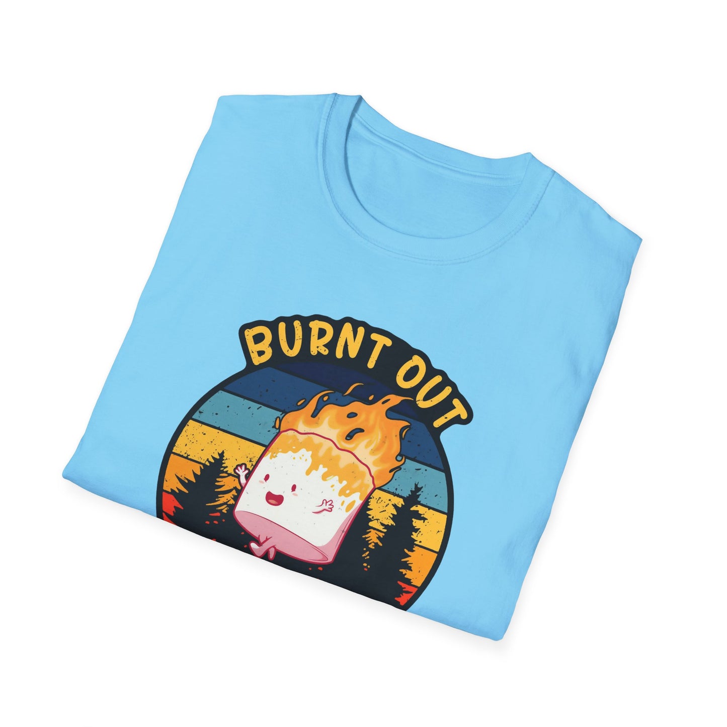 "Burnt Out But Optimistic" T-Shirt — Cute Retro Campfire Graphic Tee
