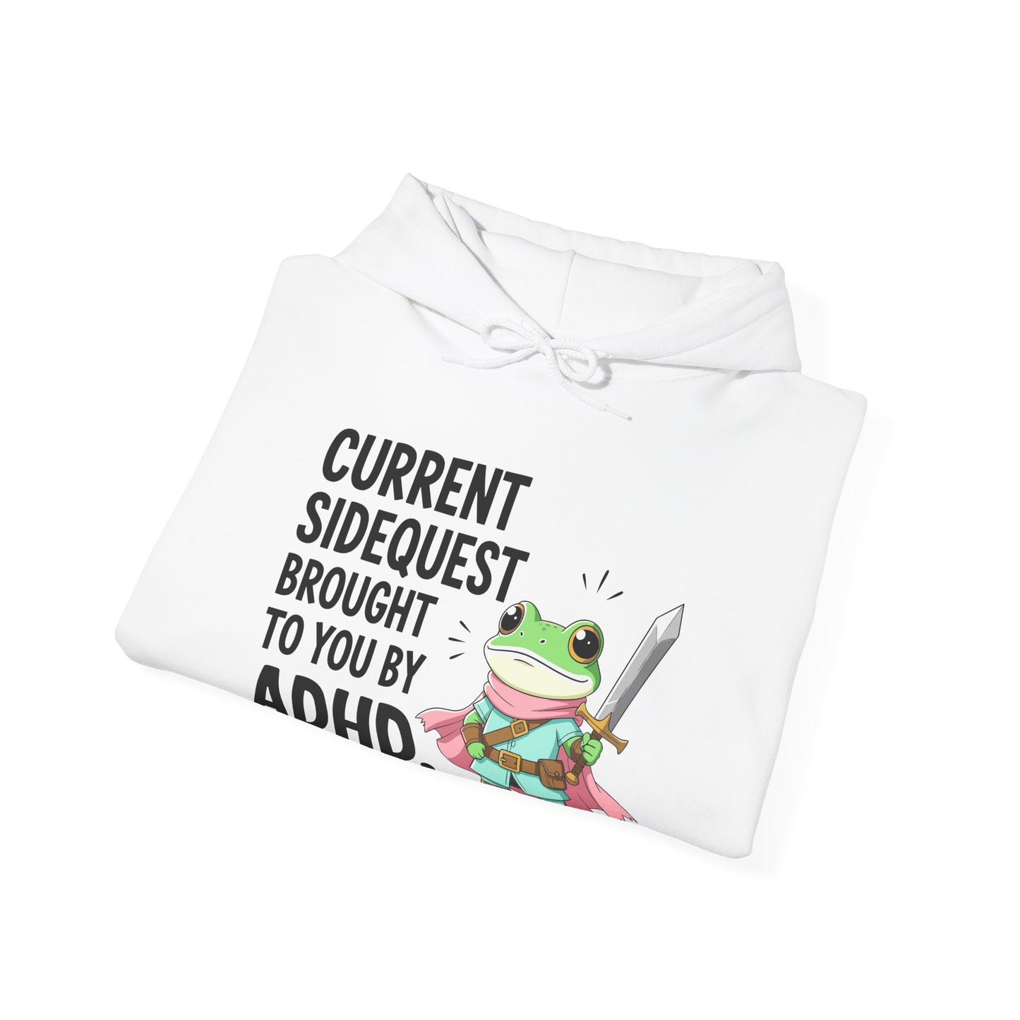 ADHD Sidequest Hoodie — Cute Frog Knight Graphic Sweatshirt