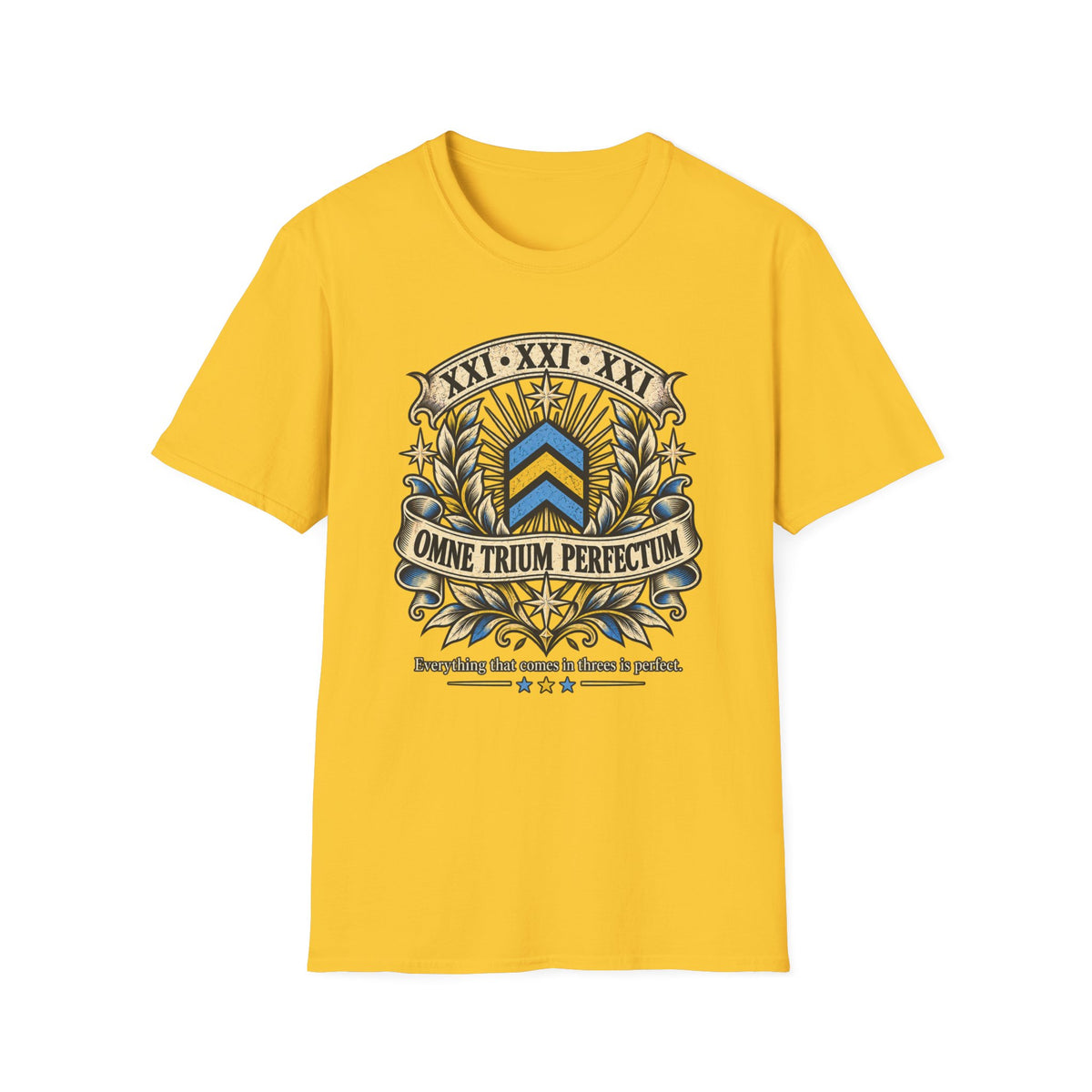 Omne Trium Perfectum – Down Syndrome Awareness T-Shirt | Trisomy 21 Three Chevron Tee