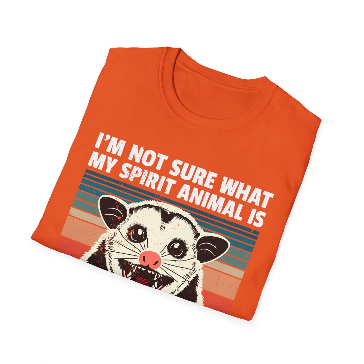 Funny Possum T-Shirt — "I’m Not Sure What My Spirit Animal Is But I’m Confident It Has Rabies" Retro Design