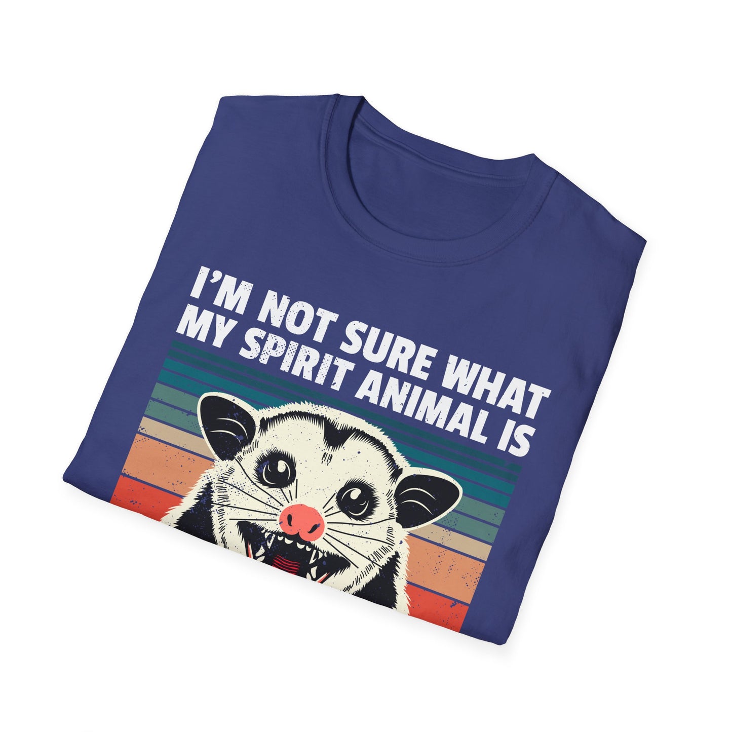 Funny Possum T-Shirt — "I’m Not Sure What My Spirit Animal Is But I’m Confident It Has Rabies" Retro Design