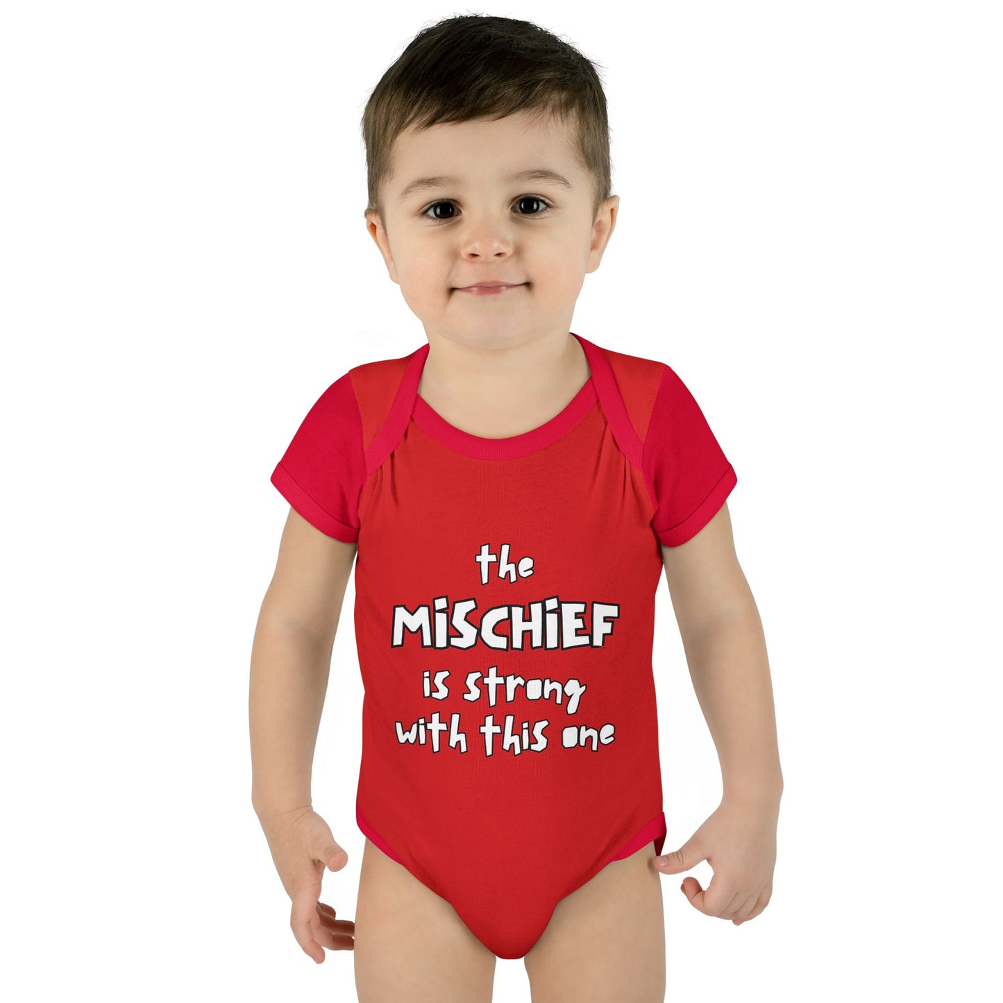 "The Mischief Is Strong With This One" – Funny Baby Bodysuit
