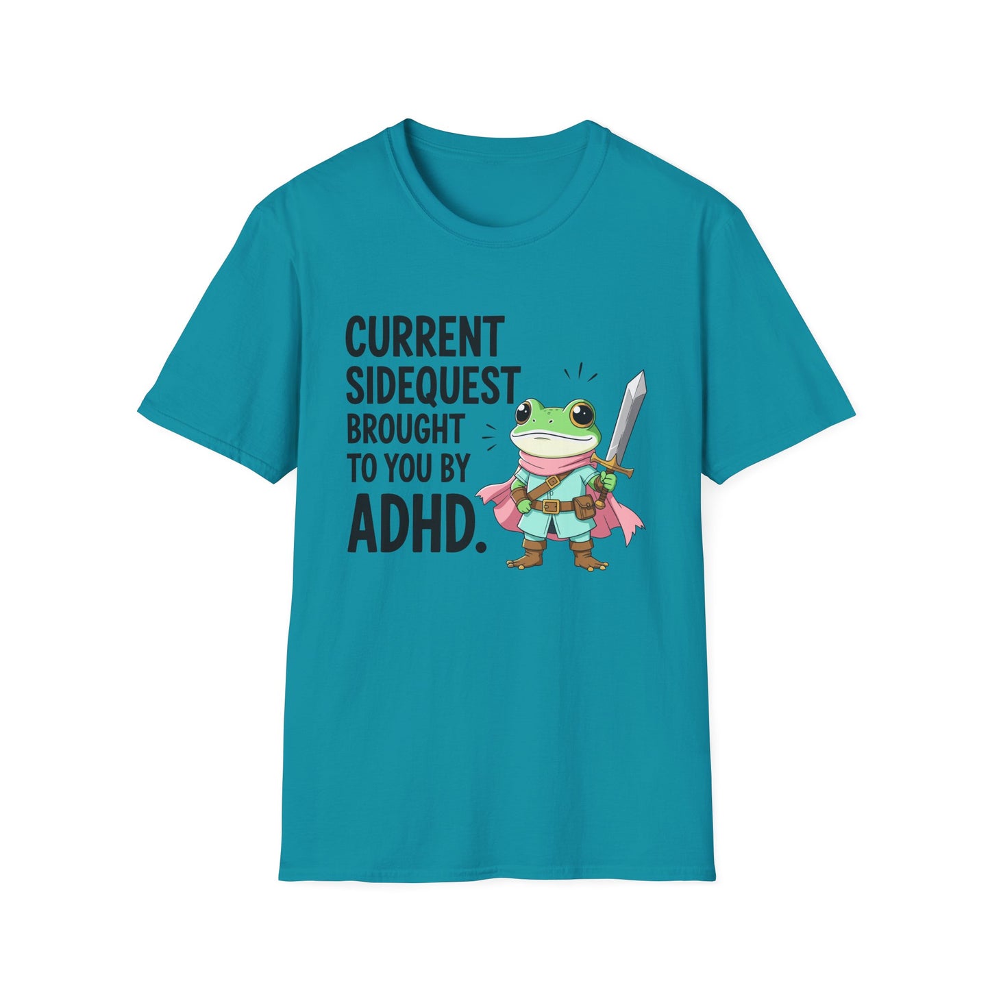 ADHD Sidequest Shirt — Cute Frog Knight Graphic Tee