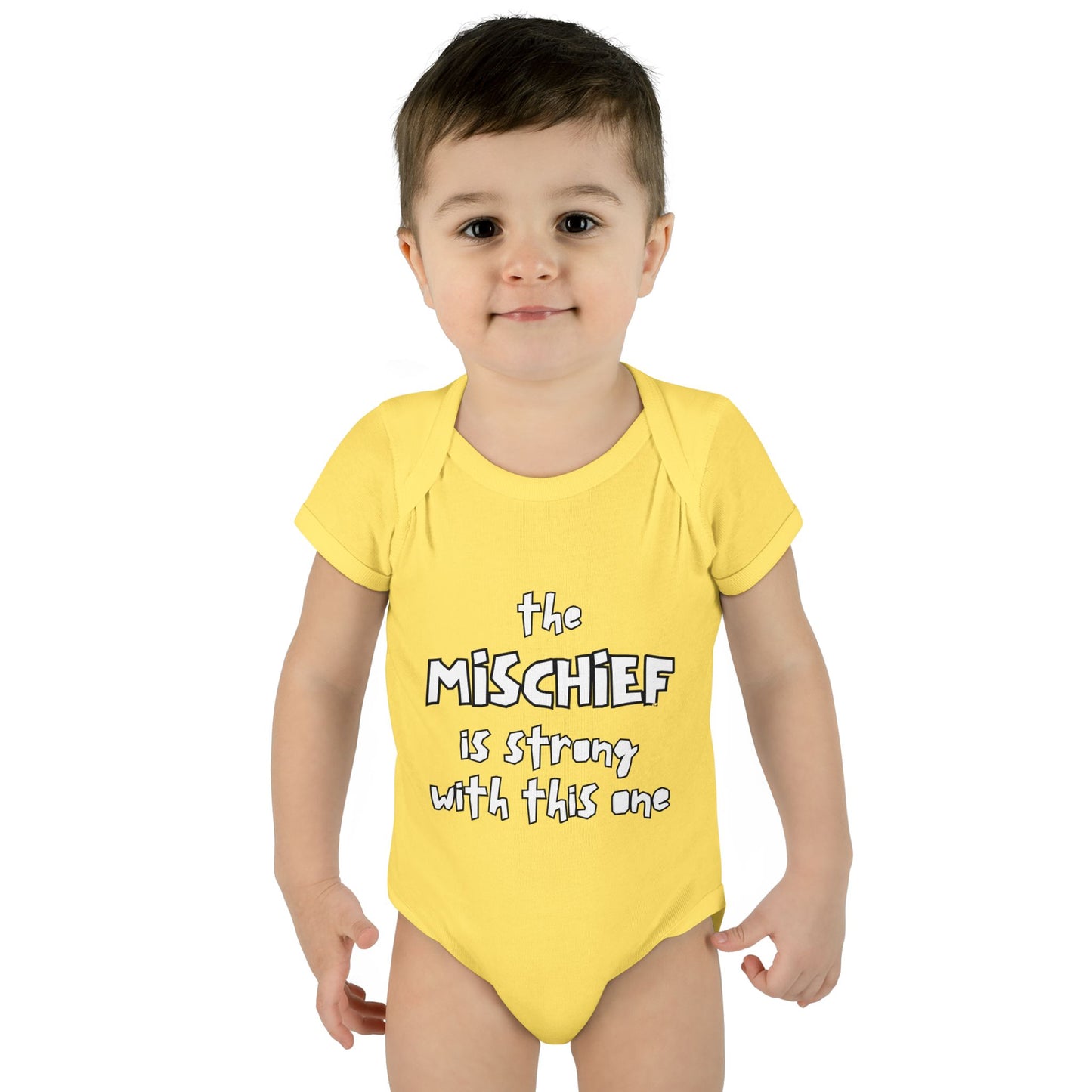 "The Mischief Is Strong With This One" – Funny Baby Bodysuit