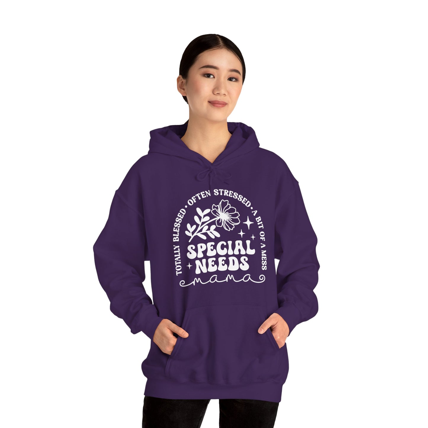 Special Needs Mama Hoodie — "Totally Blessed, Often Stressed" Comfort Pullover
