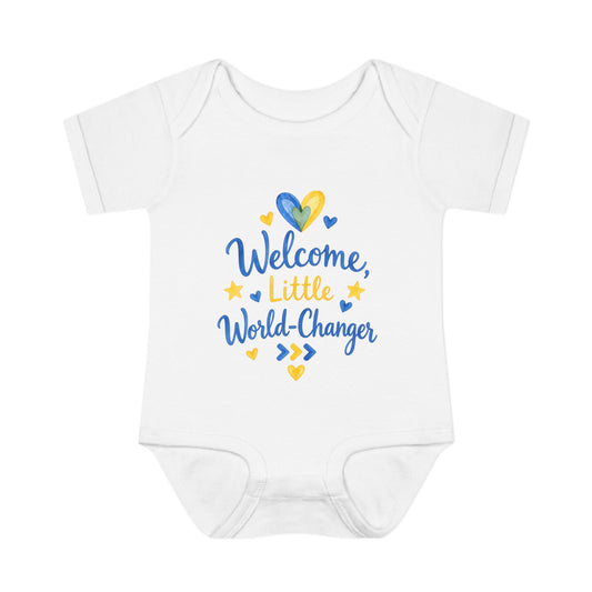 Welcome, Little World-Changer – Down Syndrome New Baby Bodysuit | Trisomy 21 Baby Gift