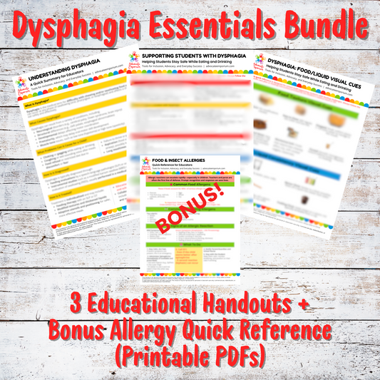 Dysphagia Essentials Bundle – 3 Educational Handouts + Bonus Allergy Quick Reference (Printable PDFs)